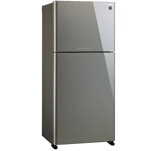 צילום חזית מקרר מקפיא עליון דגם SHARP SJ-4660SL זכוכית כסופה צילום חזית מקרר מקפיא עליון דגם SHARP SJ-4660SL זכוכית כסופה