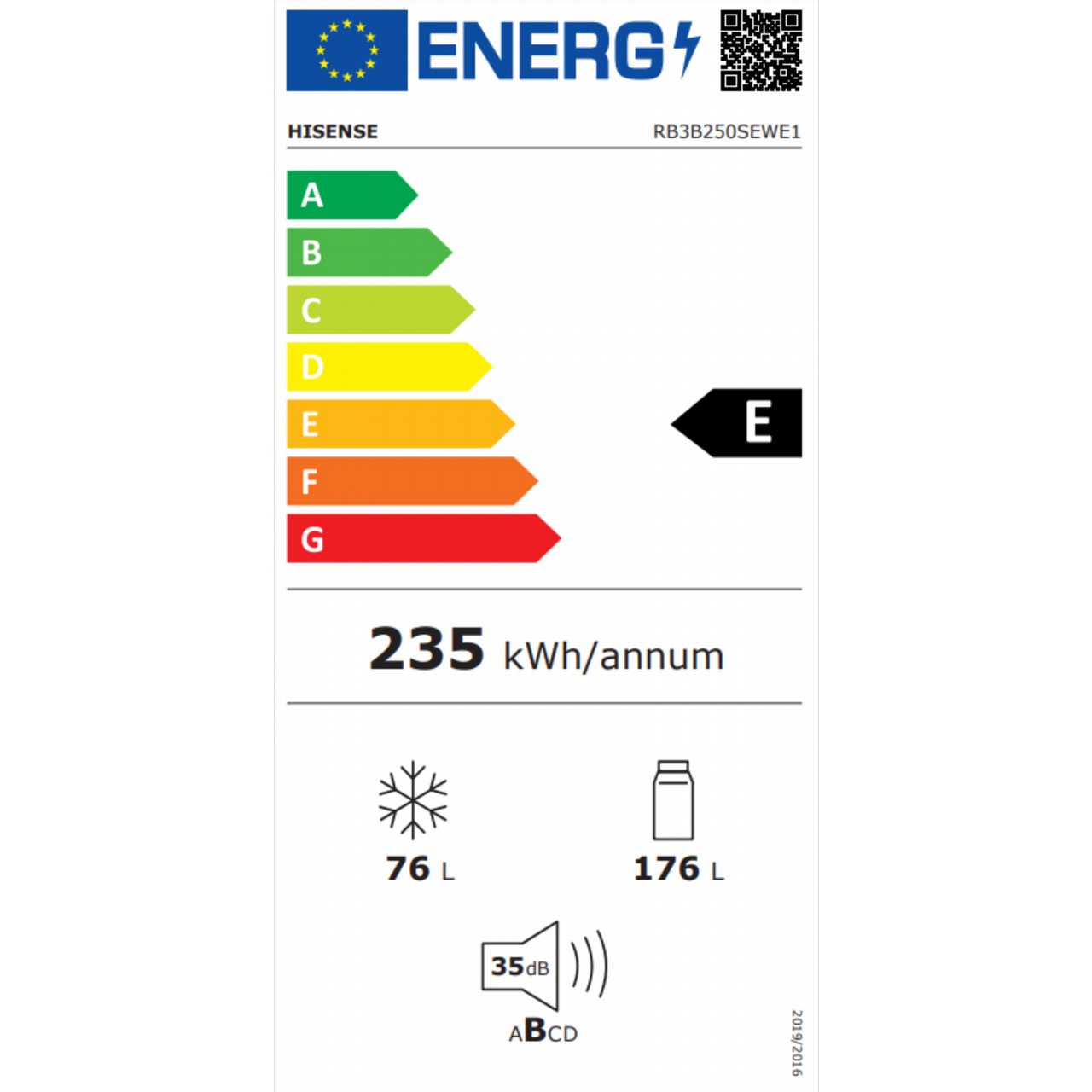 ���� �������� 252 ���� Hisense Essential+ RB3B250SEWE1 - ������ �"� ������ �����
